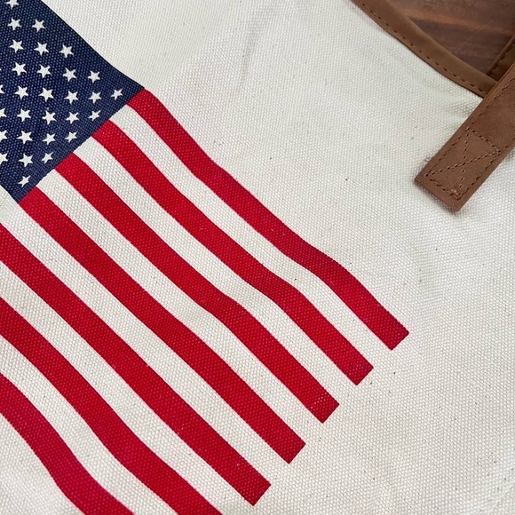 NWT Maurices Cotton USA American Flag Preppy Beach Bag Tote Costal Casual - Picture 4 of 10